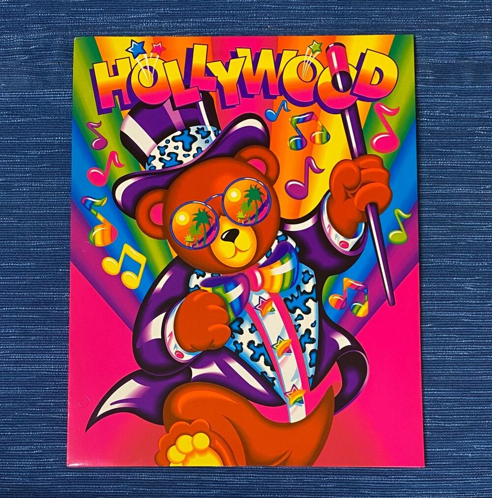 Vintage NOS Lisa Frank Hollywood Bear Two-Pocket Folder for 3 Ring Binder 71B
